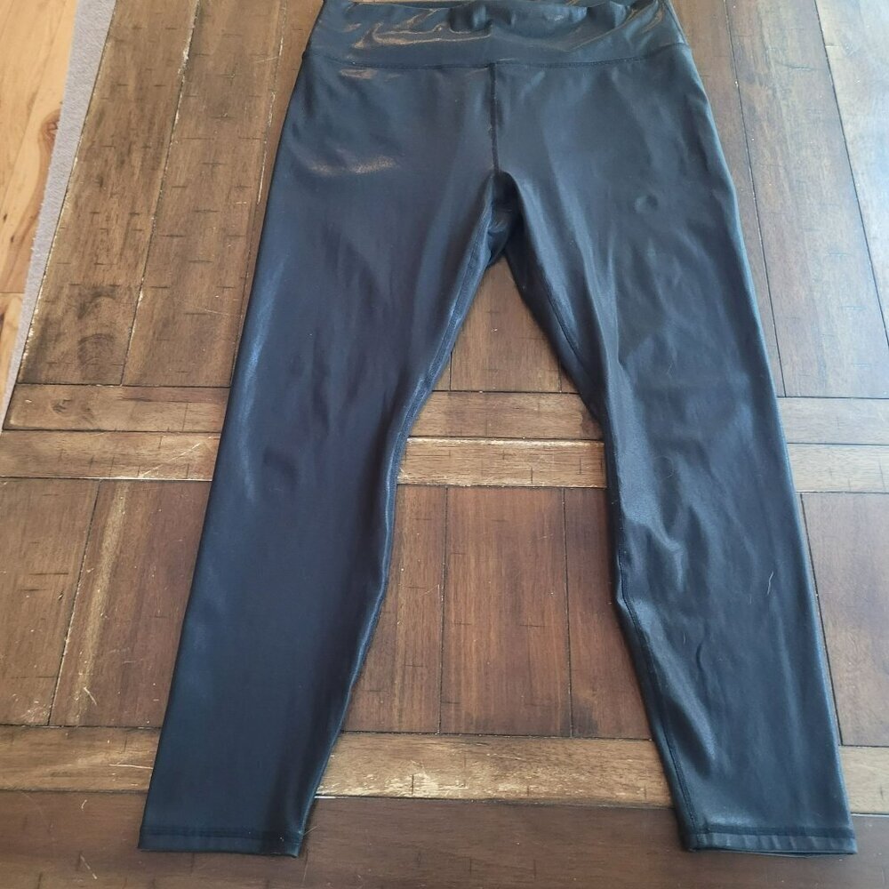 Fabletics Faux Leather Black High-Waisted Leggings size XXL
